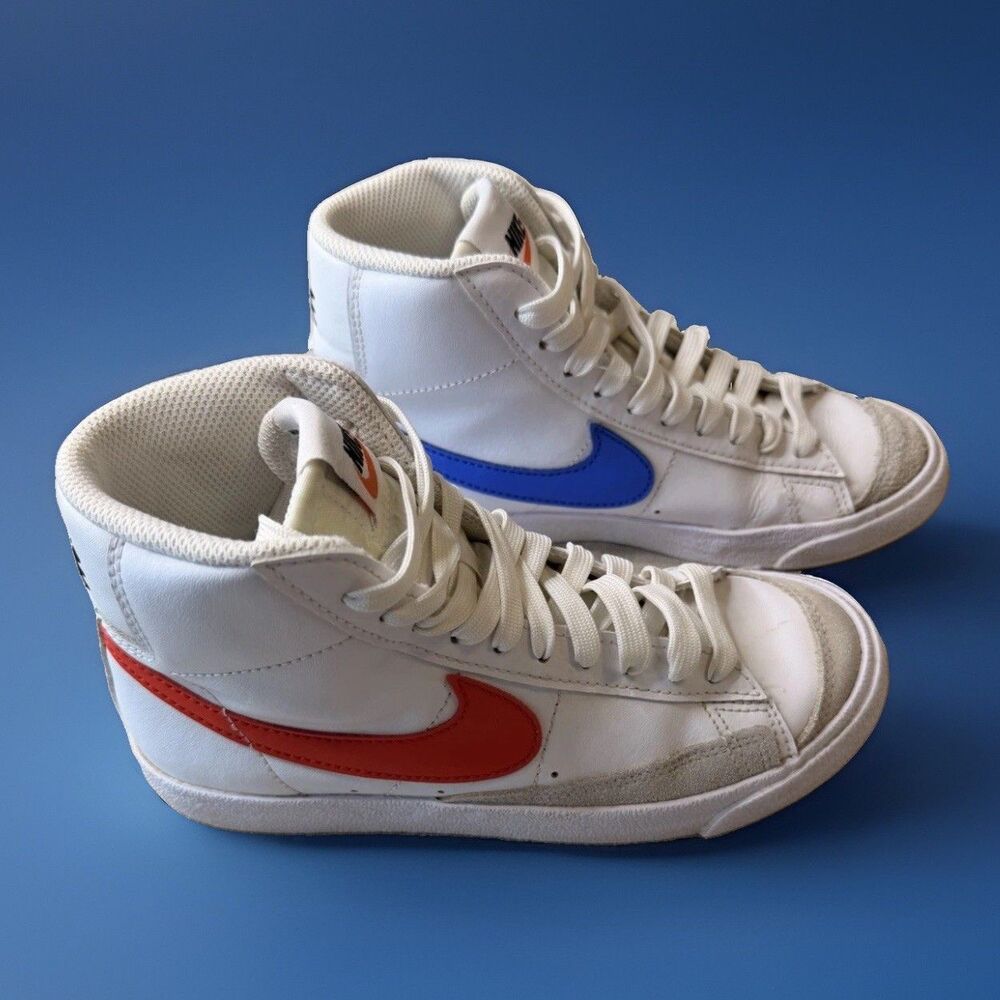 Nike Blazer Mid 77 Vintage 4.5Y White Red Blue Swoosh DA4086-117 Kids